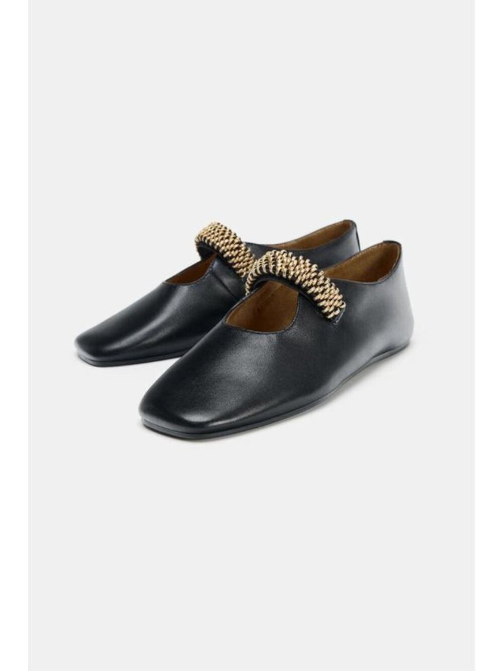 ZARA LEATHER BALLET FLATS WITH METAL STRAP